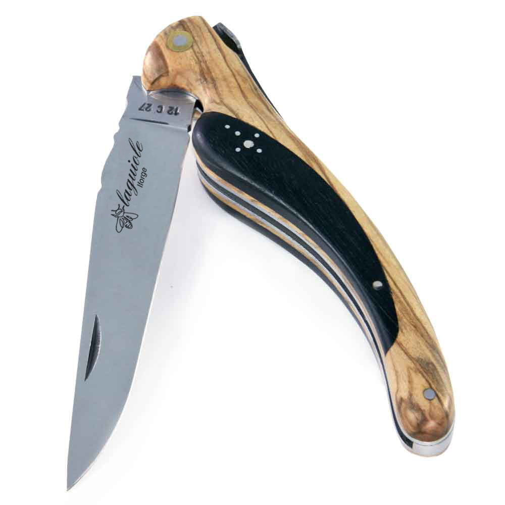 laguiole bird knife with ebony and olive wood handle made in